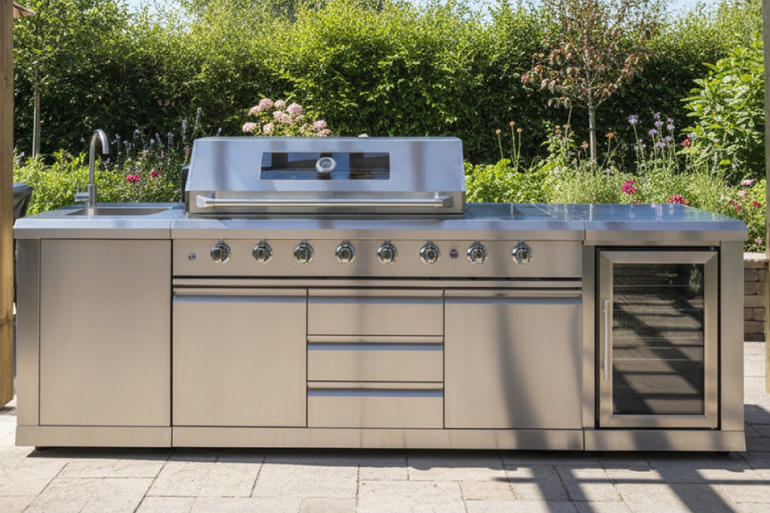 Premium grade 304 stainless steel outdoor kitchen with sink and storage