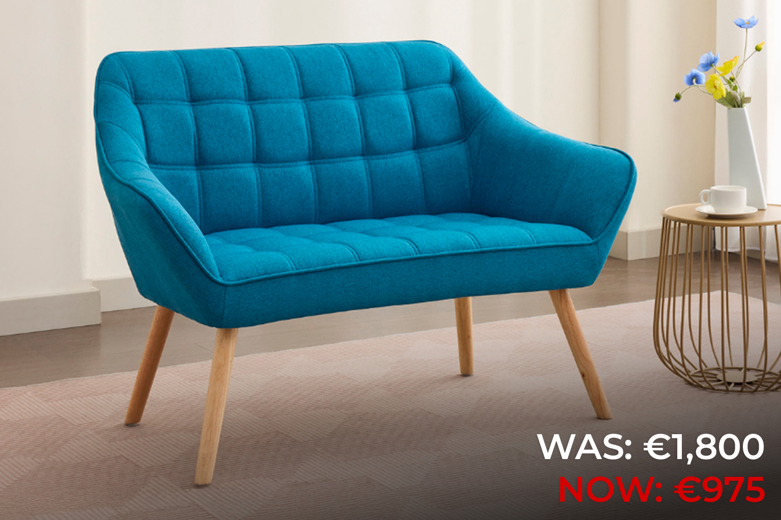 Bold Blue 2-Seater Sofa on sale