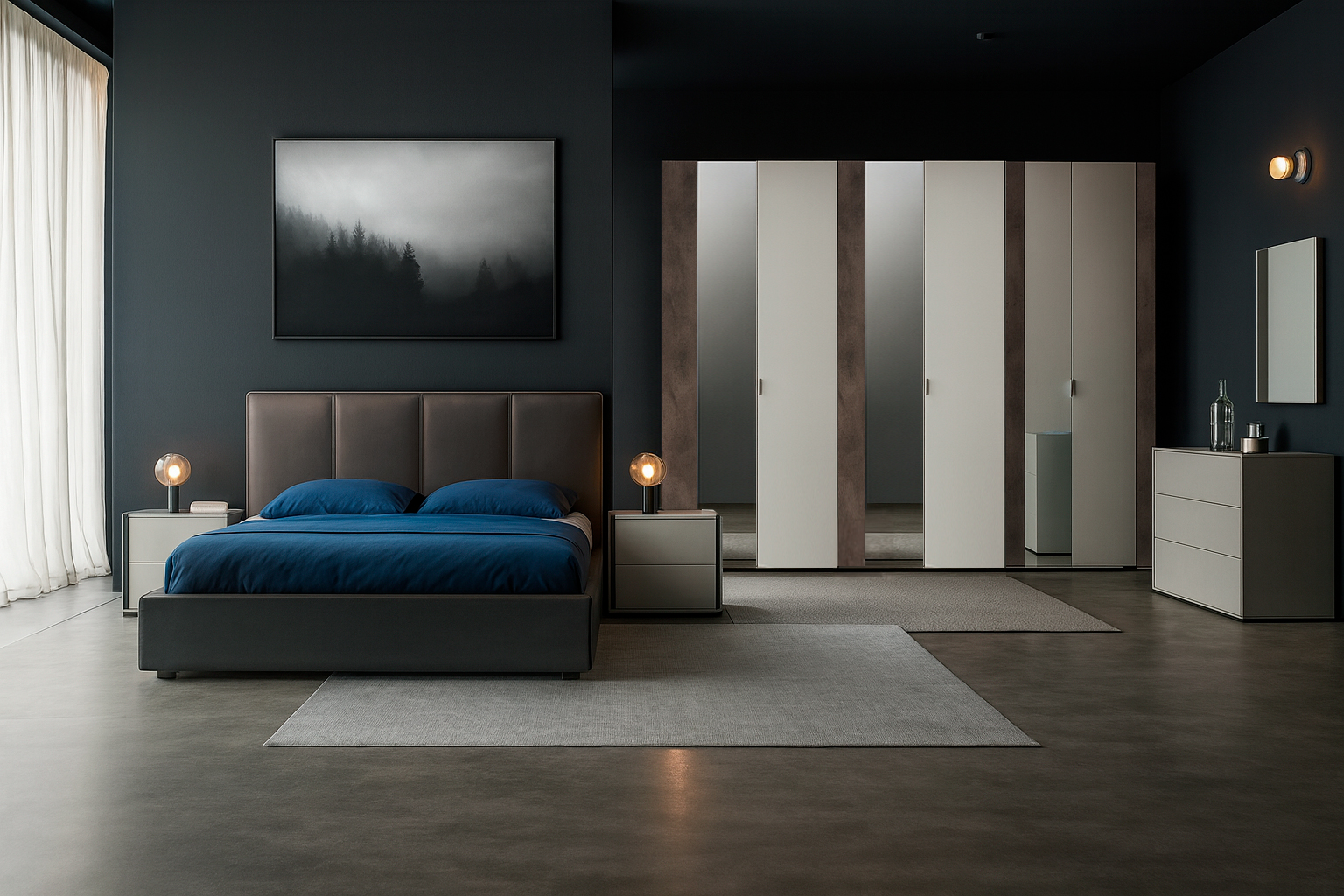 Slate Black and Walnut Bedroom 1